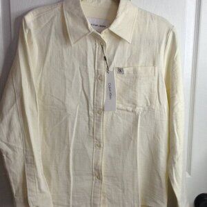 NWT Calvin Klein Jeans Shirt "S" Ivory Crisp Professional Collegiate Traditional
